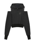 Dot Cutout Off-Shoulder Cropped Hood [Black]